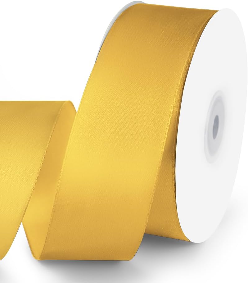 KMER LIFE 1-1/2" Wide x 50 Yards Yellow Satin Ribbon - Perfect for Wedding Decor, Wreath, Crafts, Gift Wrapping & Other Projects