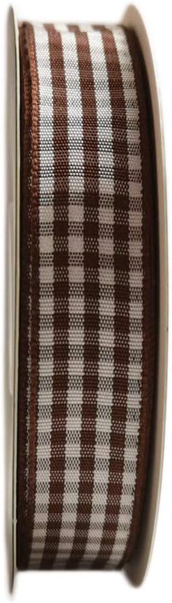 Micomon Brown and White Gingham Ribbon Buffillo Gingham Ribbon 25 Yards Each Roll 100% Polyester (5/8", Brown)