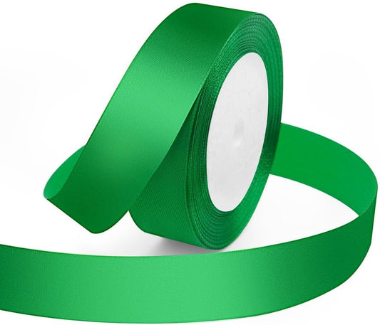 KMER LIFE Green Ribbon 1 Inches x 25 Yards Satin Ribbons Perfect for Halloween, Wreath, Corset, Floral, Floral Arrangement, Christmas, Wedding Party Decoration, Bow Making & Other Projects