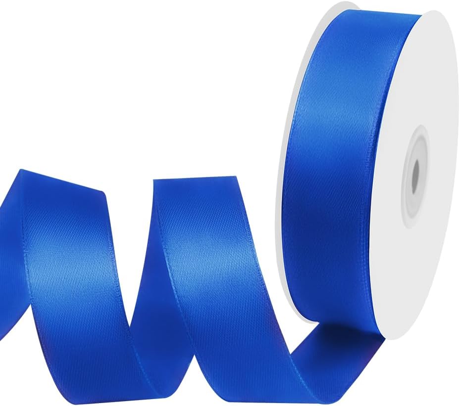 1" Width x 50 Yards Satin Fabric Ribbon, Royal Blue Ribbon Perfect for DIY Bows, Swags, Gift Wrapping, Craft, Flower Bouquet，Christmas and Party Decoration