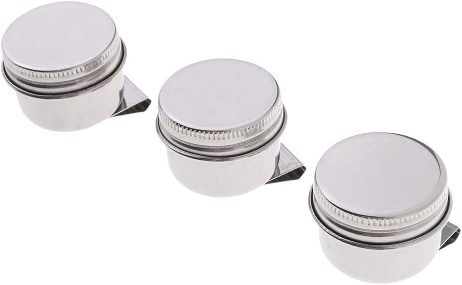 3 Piece Single Dipper Palette Cups Stainless Steel Palettes Container Cup with Clip and Lid fit for Drawing (A)