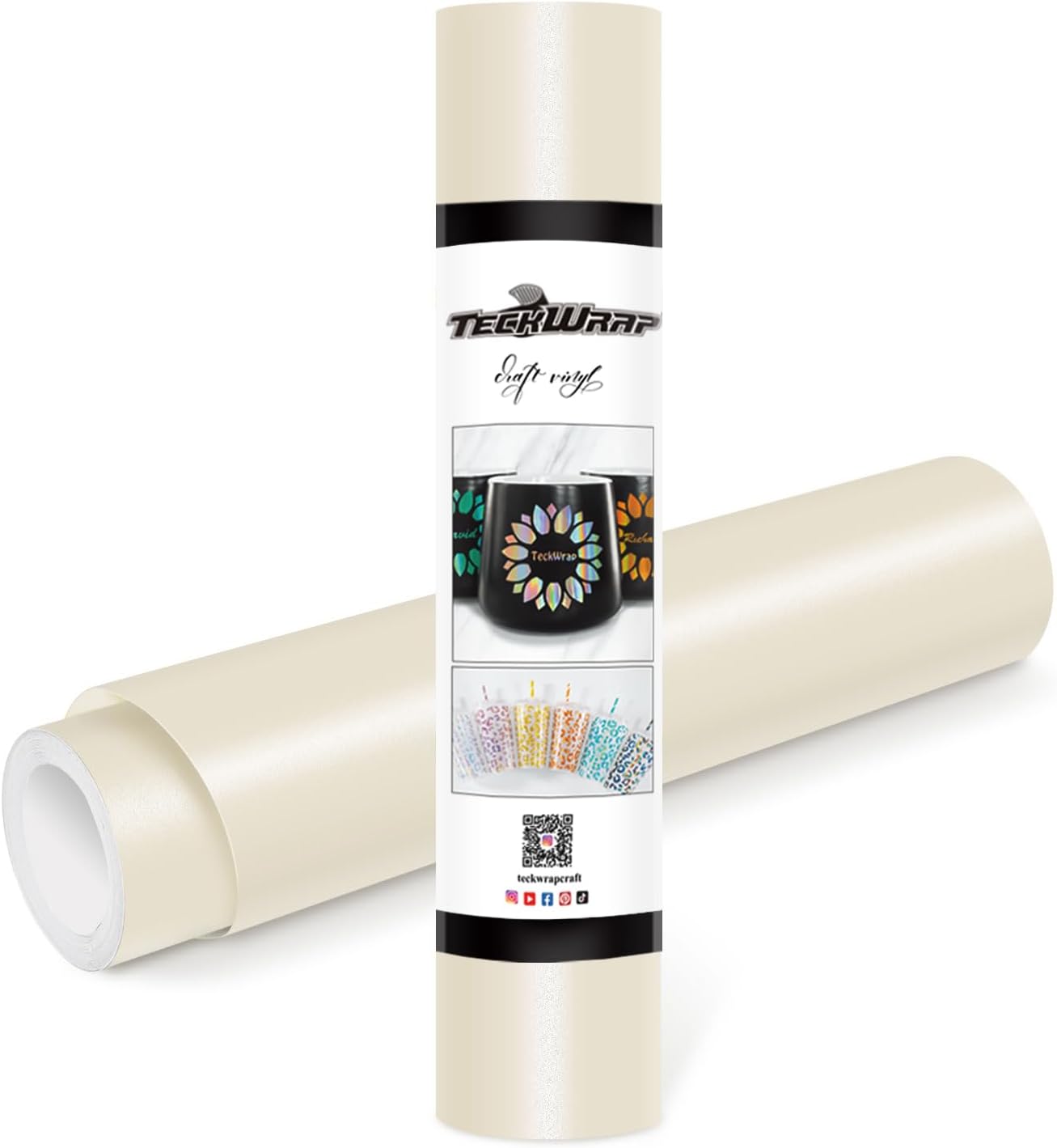 TECKWRAP Permanent Adhesive Vinyl 12" x 10ft, Matte Ivory White