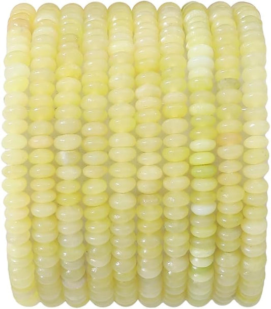 Natural Lemon Jade Disk Stone Beads 4x2mm 160pcs Rondelle Loose Semi Gemstone Beads for Jewelry Making Design