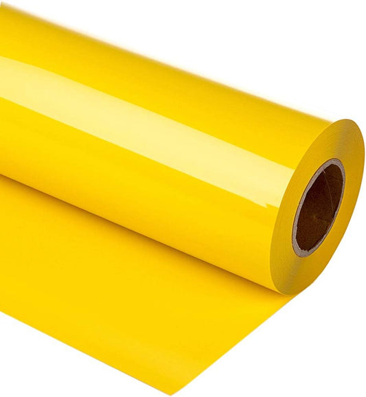 Guangyintong Heat Transfer Vinyl HTV Rolls, 12" x 10ft Matte Surface Yellow Iron on Vinyl for T-Shirts, Easy to Cut & Weed for All Cutter Machine, Heat Vinyl DIY Design