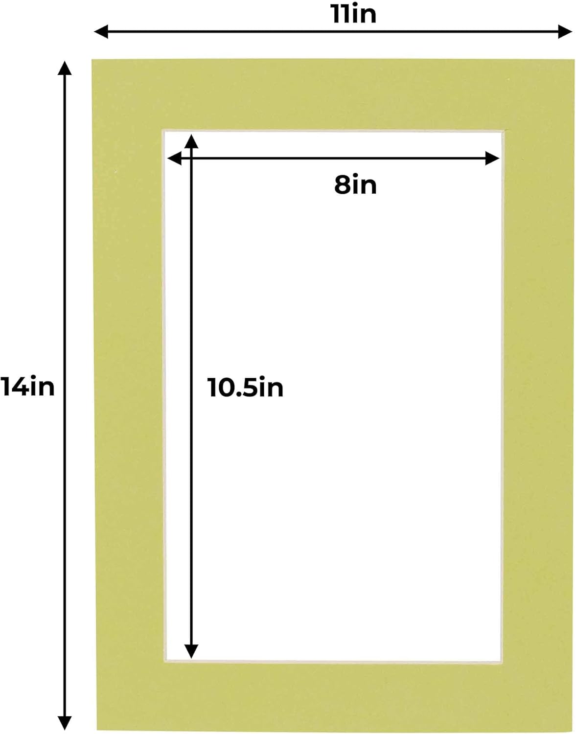 11x14 Mat for 8.5x11 Photo - Precut Pistachio Green Picture Matboard for Frames Measuring 11 x 14 Inches - Bevel Cut Matte to Display Art Measuring 8.5 x 11 Inches - Acid Free Pack of 100 MATS