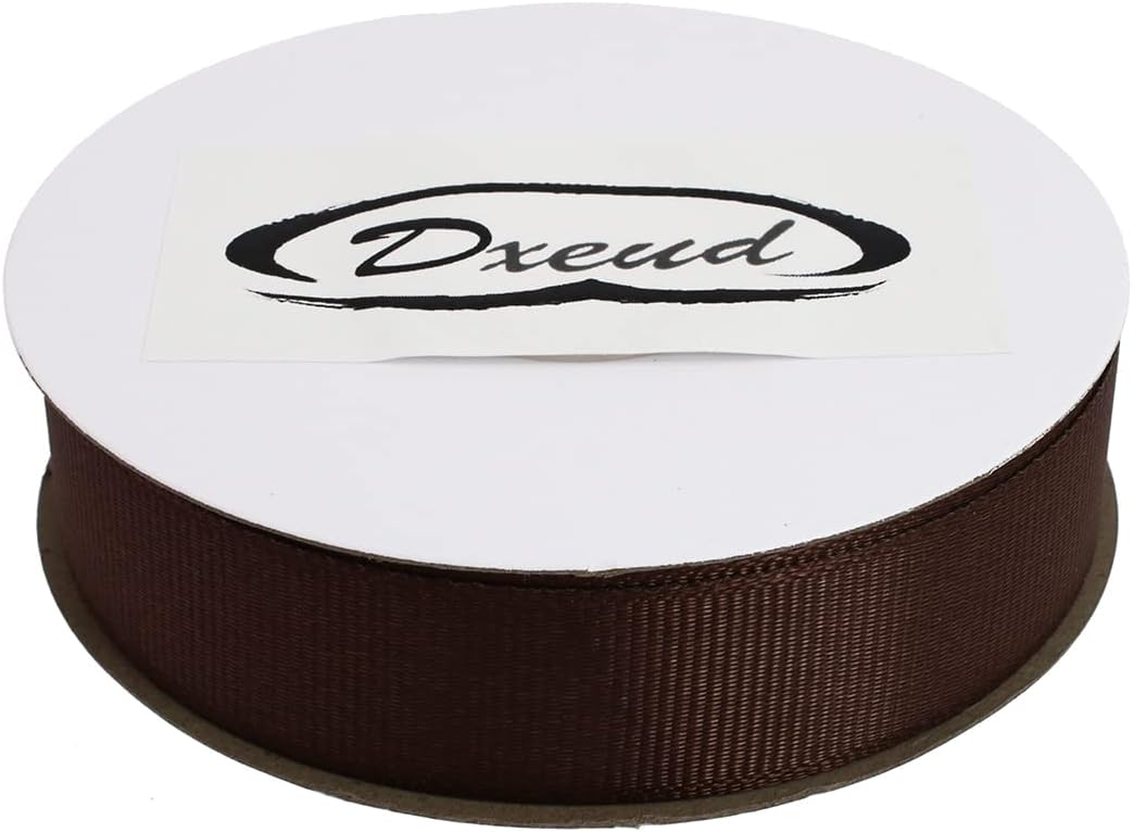 Solid Grosgrain Ribbon 25 Yard Each Roll 100% Polyester Woven Edge (1", Coffee)