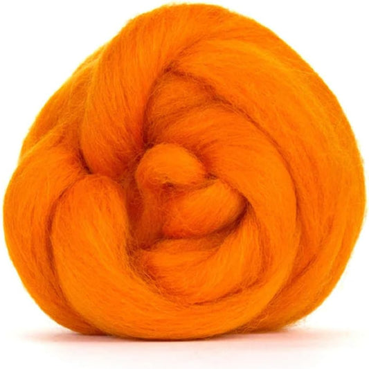 Revolution Fibers Dyed Corriedale Wool | 8 Ounces of Premium Combed Wool Top | 26 Micron, 100% Pure Corriedale Wool Roving, Ethically Sourced (Clementine Orange)