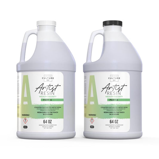Counter Culture DIY Clear Artist Resin, Medium Viscosity, 1 Gallon Kit, Art Epoxy Supplies for Metallic Stains Acrylic 100% Solids Easy Coat No VOCs Scratch UV Heat Resistant to 500 Degrees