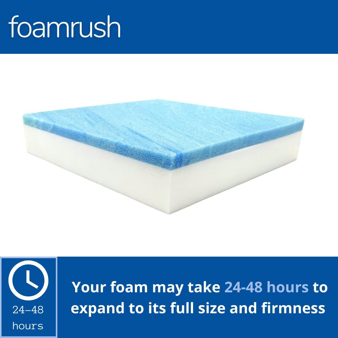 FoamRush 2" x 24" x 24" Gel Memory Foam Upholstery Square Cushion Medium Firm (Chair & Wheelchair Seat Cushion Replacement, Square Foam Dining Chairs, Couch, Sofa, Rubber Padding)