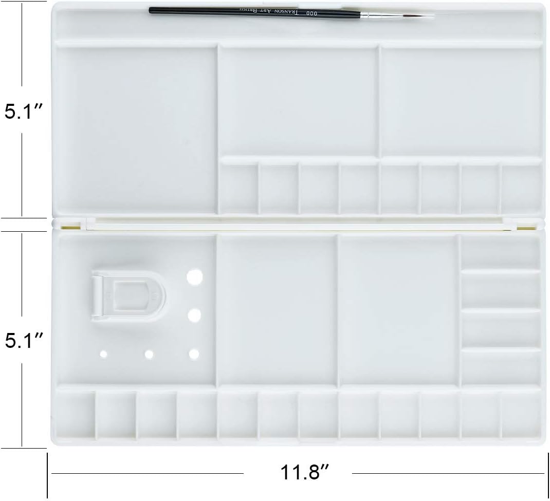 Transon Large Paint Palette Box 29 Color Mixing Wells with 1 Liner Brush