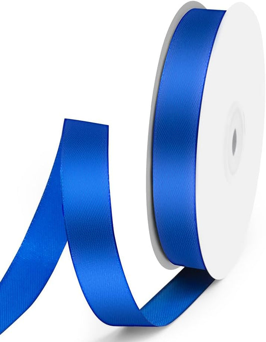 5/8" x 50 Yards Satin Ribbon - Royal Blue Silk Ribbon with Spool - Ideal for Gift Wrapping, Floral Bouquets, Crafts, Wedding Party Decorations, Christmas and Sewing Projects