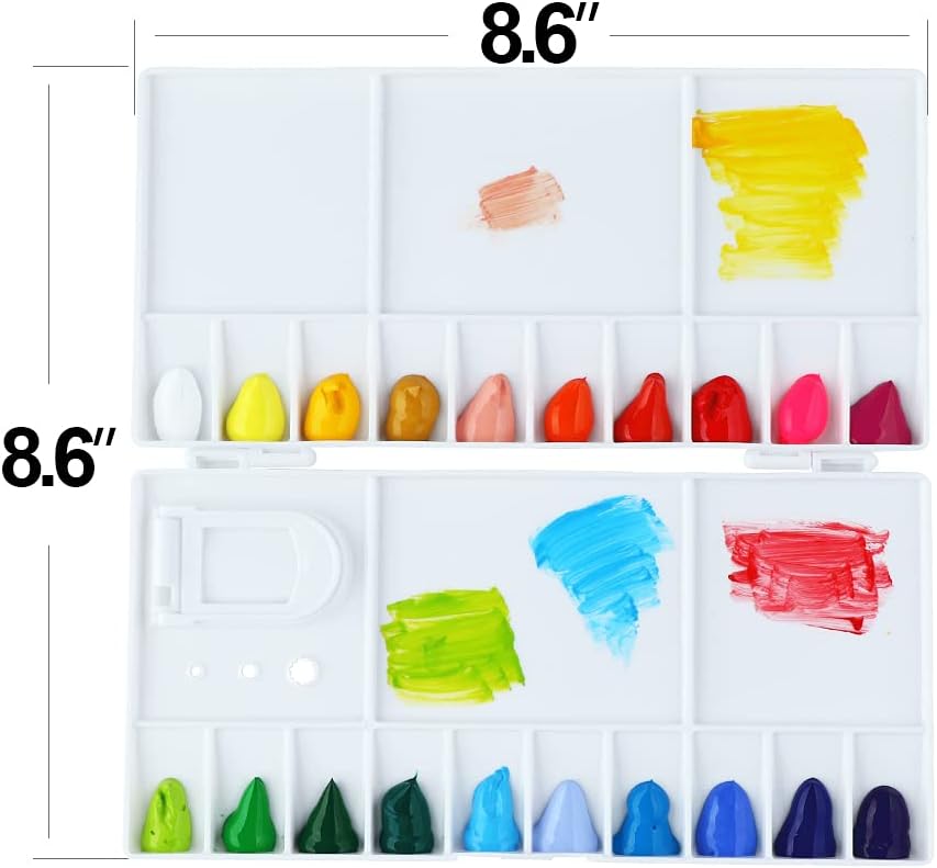 Transon 25wells Compact Paint Palette Box with Lid for Paint Color Mixing