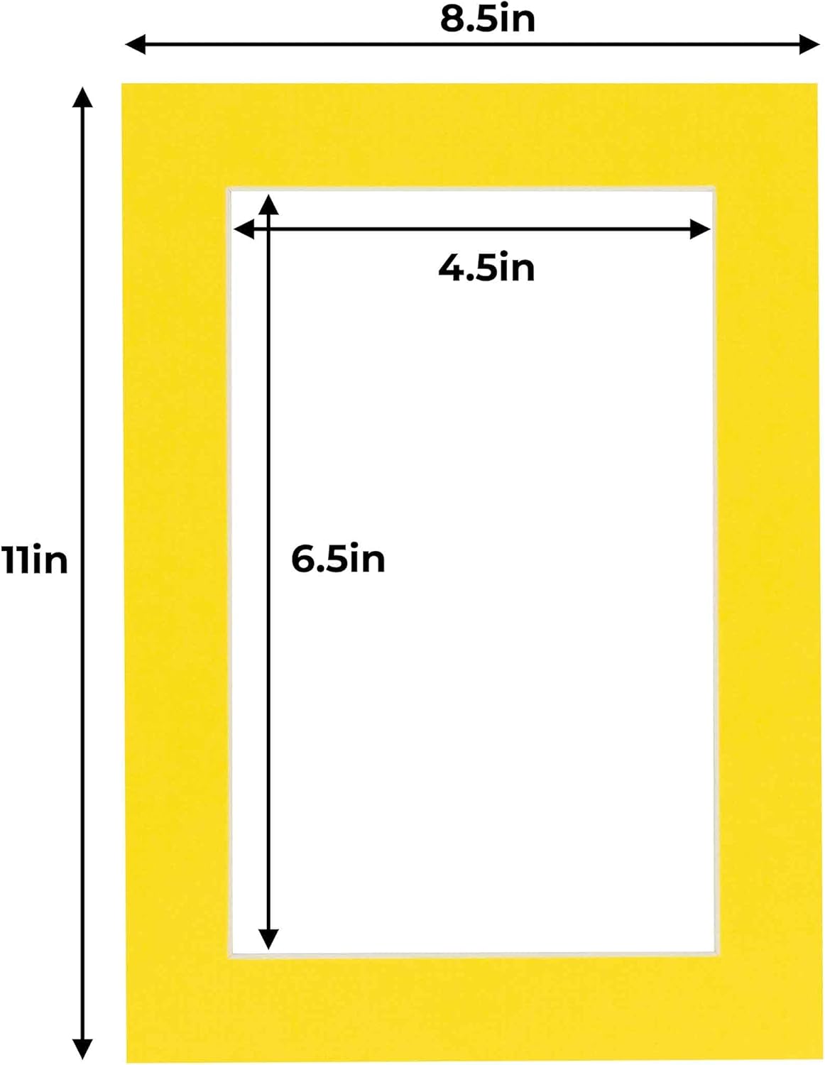 5x7 Mat for 8.5x11 Frame - Precut Mat Board Acid-Free Show Kit with Backing Board, and Clear Bags Yellow 5x7 Photo Matte Made to Fit a 8.5x11 Picture Frame Matboard for Framing, Pack of 1 Mat
