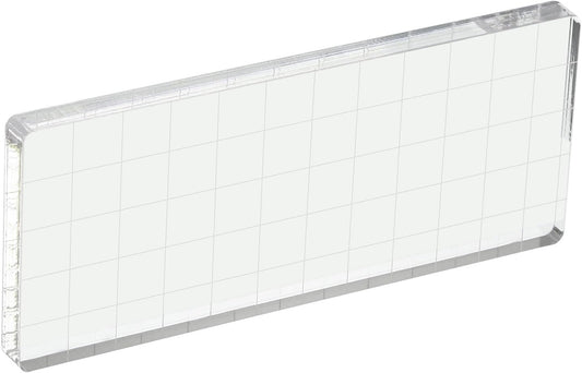 PATIKIL 5" x 2" Acrylic Stamp Block, Clear Stamping Block with Grid Lines Decorative Mounting Blocks Square for Scrapbooking DIY Crafts Card Making