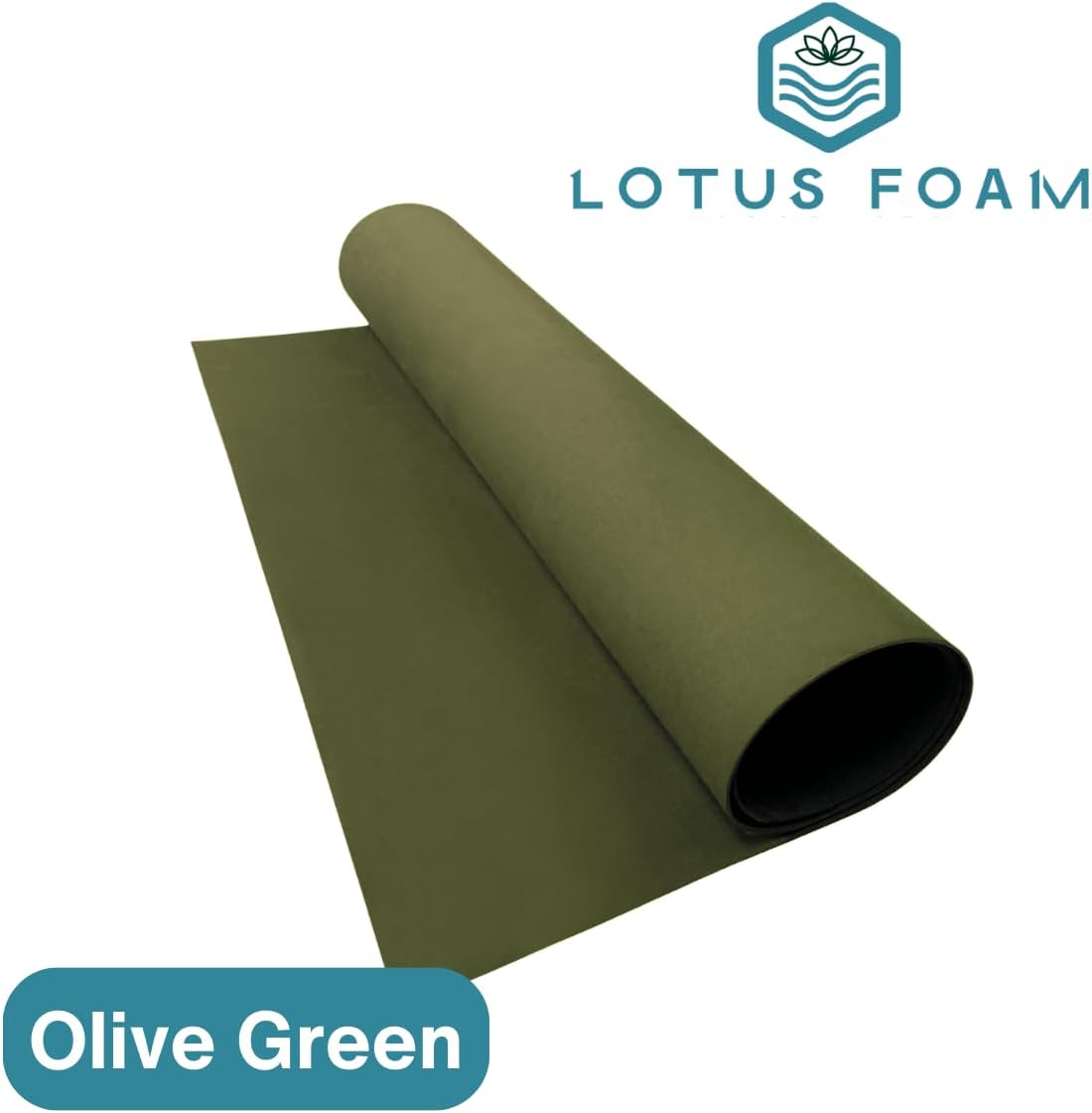 LotusFoam Large 3mm EVA Foam Sheet - 44"x 85" High Density Foam 130 kg/m3 for Cosplay, Costumes, Crafts, Flooring, Outdoor Use - 35 Colors (Olive Green) - Olive Green