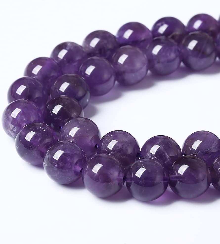 90PCS 8mm Natural Amethyst AAAAA Purple Crystal Quartz Beads Gemstones Round Stone Beads for Jewelry Making DIY Bracelet Necklace 2 Strand 32"