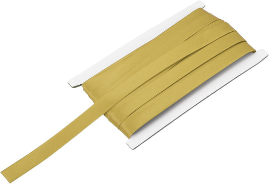 MECCANIXITY Double Fold Bias Tape for Sewing 5/8 Inch x 12 Yards Satin Pre-fold Continuous Binding Tape for Seaming Quilting Hemming Binding DIY Crafts, Gold Tone