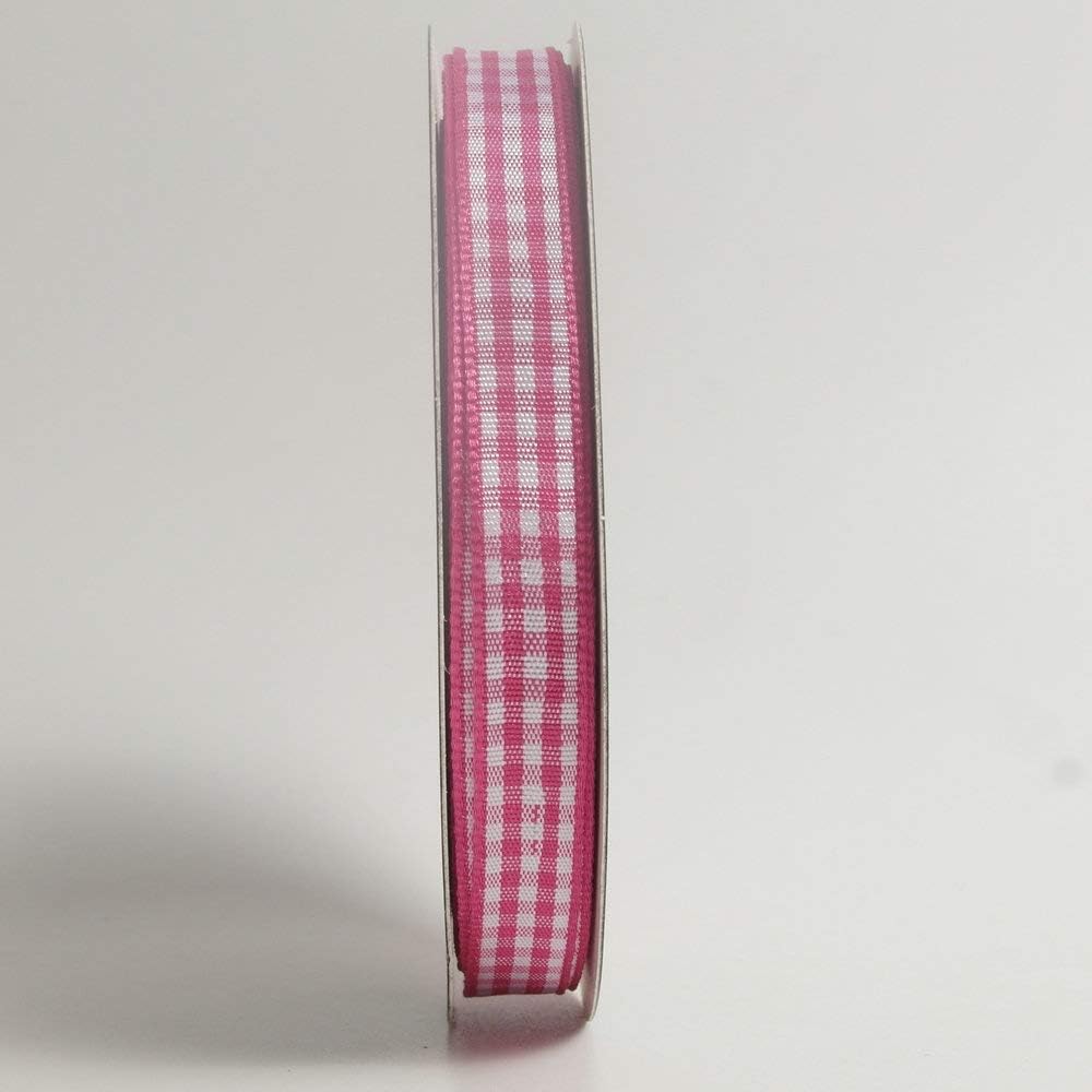 Pink and White Gingham Ribbon Hot Pink Gingham Ribbon 25 Yards Each Roll 100% Polyester (3/8", Hot.Pink)