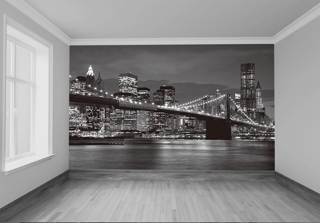 Brooklyn Bridge and New York City Wall Murals Large Photo Wallpaper Murals for Wall Living Room Bedroom Dining Room(Not Self-Adhesive) 151inchx105inch (385x268cm)