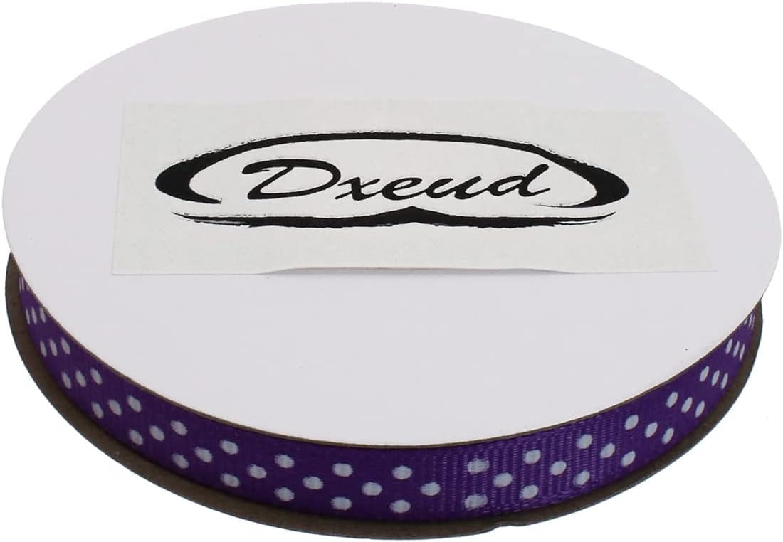 Polka Dot Grosgrain Ribbon 25 Yard Each Roll 100% Polyester (3/8", Purple)