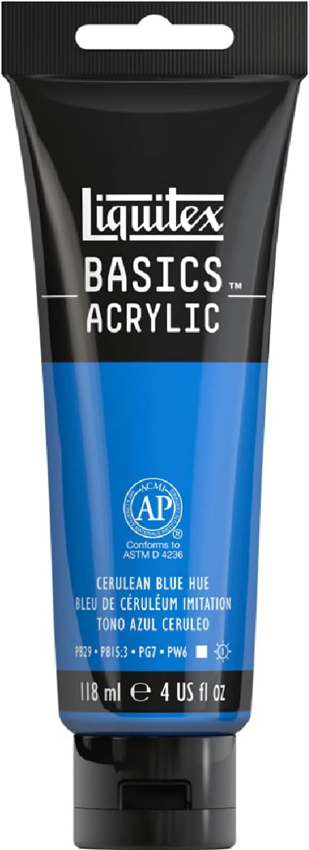 Liquitex BASICS Acrylic Paint, 118ml (4-oz) Tube, Cerulean Blue Hue