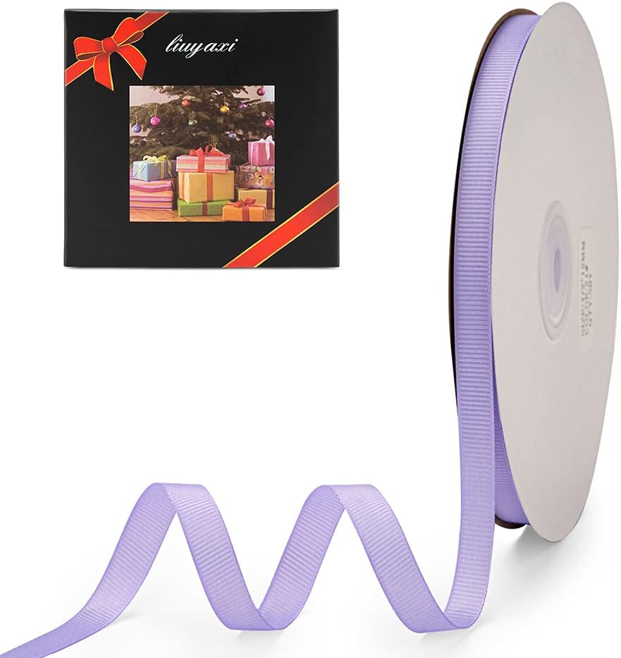 LIUYAXI 3/8" X 50 Yards Solid Lavender Grosgrain Ribbon, Perfect for Crafts, Wedding Decor, DIY Hair Accessories, Sewing, Gift Package Wrapping and More
