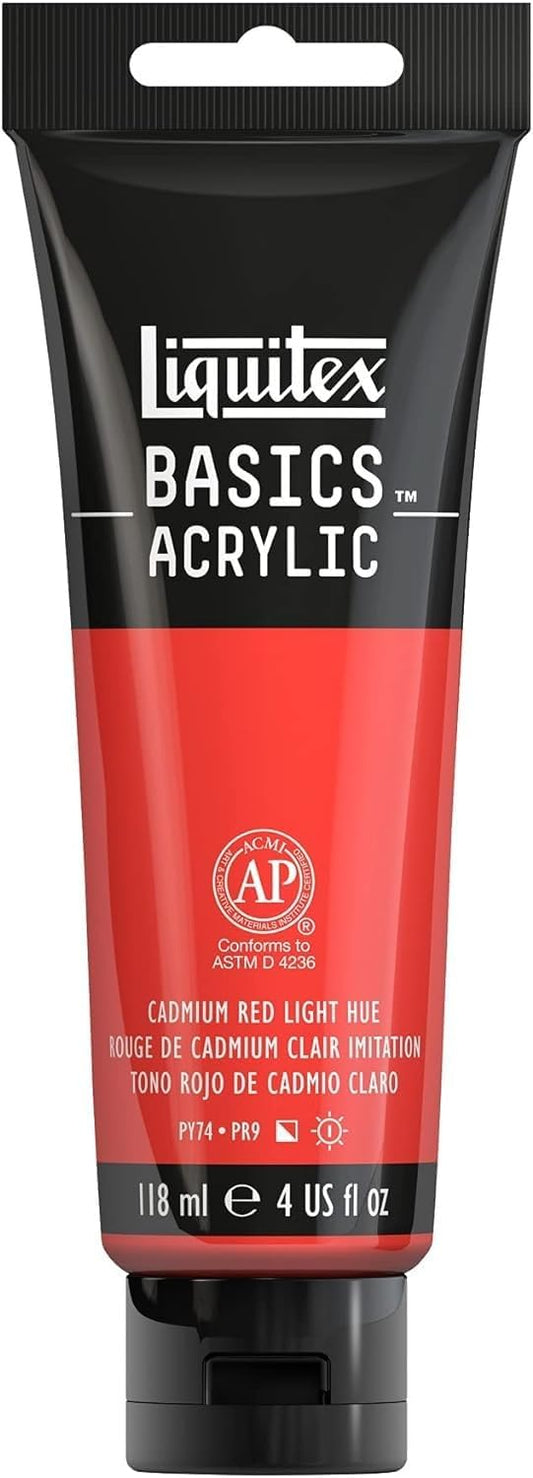 Liquitex BASICS Acrylic Paint, 118ml (4-oz) Tube, Cadmium Red Light Hue