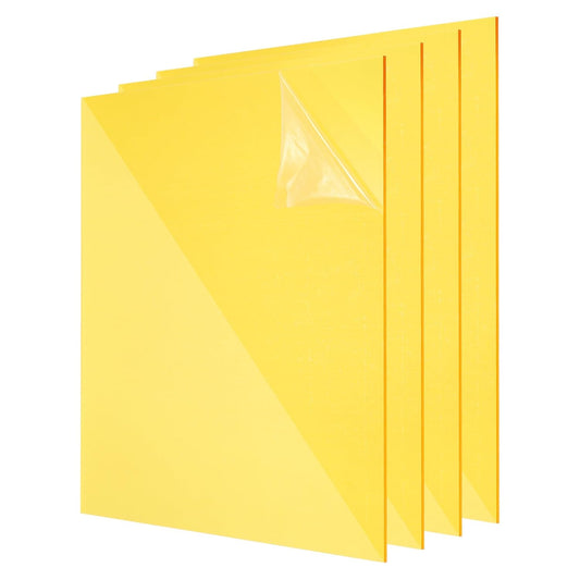 uxcell 4Pcs Acrylic Sheets 12x12 Inch Acrylic Panel 1/8 Inch-3mm Plastic Board for Picture Frames Sign Holders DIY Display Projects Craft, Clear Yellow