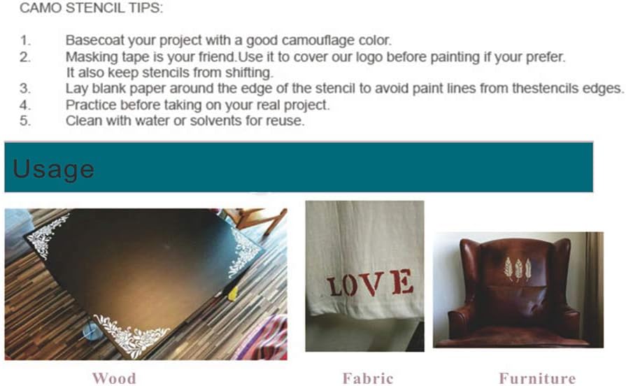 DIY Decorative Stencil Template for Scrapbooking Painting on Wall Furniture Crafts,Set of 6 (Seamless Flower)