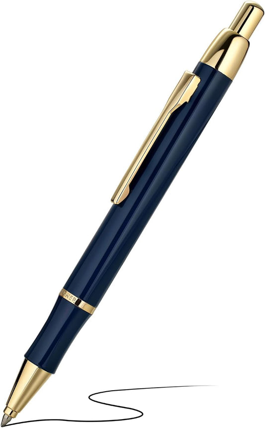 BEILUNER Luxury Gel Pen with 24K Gold Electroplating Finish, Blue Piano Lacquer, Luxury Grade Craftsmanship, Best Gel Pen Gift Set for Men and Women
