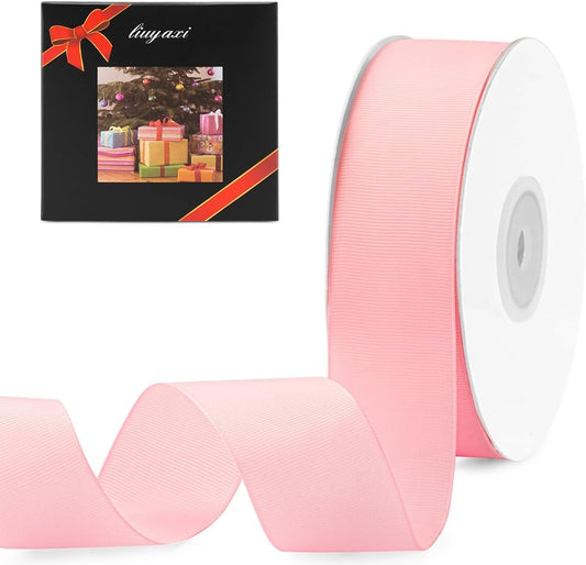 LIUYAXI 1-1/2" X 50 Yards Solid Pink Grosgrain Ribbon, Perfect for Crafts, Wedding Decor, DIY Hair Accessories, Sewing, Gift Package Wrapping and More