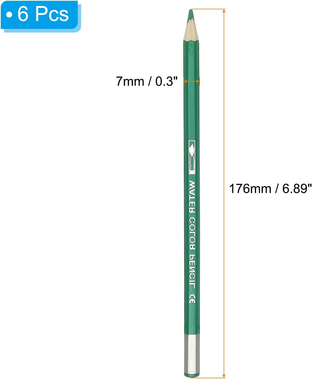 PATIKIL Watercolor Pencil, 6Pcs Water Soluble Pencils for Blending, Coloring, Sketch Drawing, Painting, Emerald Green
