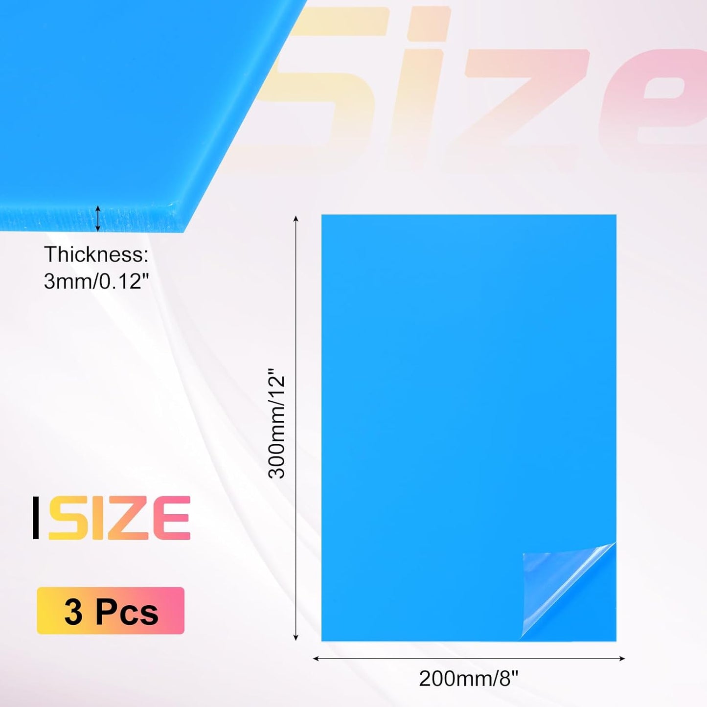 uxcell 3Pcs Acrylic Sheets 12x8 Inch Acrylic Panel 1/8 Inch-3mm Plastic Board for Picture Frames Sign Holders DIY Display Projects Craft, Blue