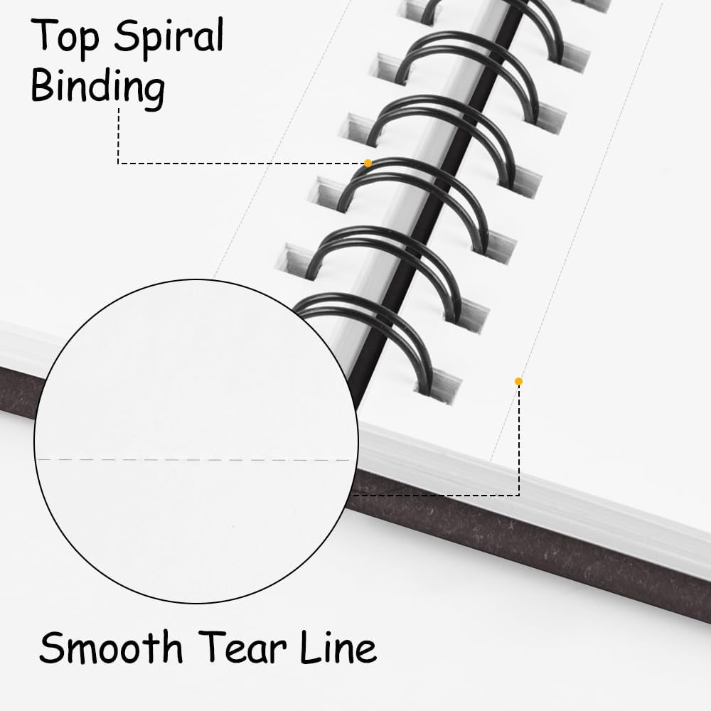 8.3x5.8 Sketch Book, Top Spiral Bound Sketch Pad, 60sheets 92lb/150gsm Bright White Paper, Acid-Free Mixed Media Paper for Painting, Dawing & Art Supplies. B-DarkCoffee