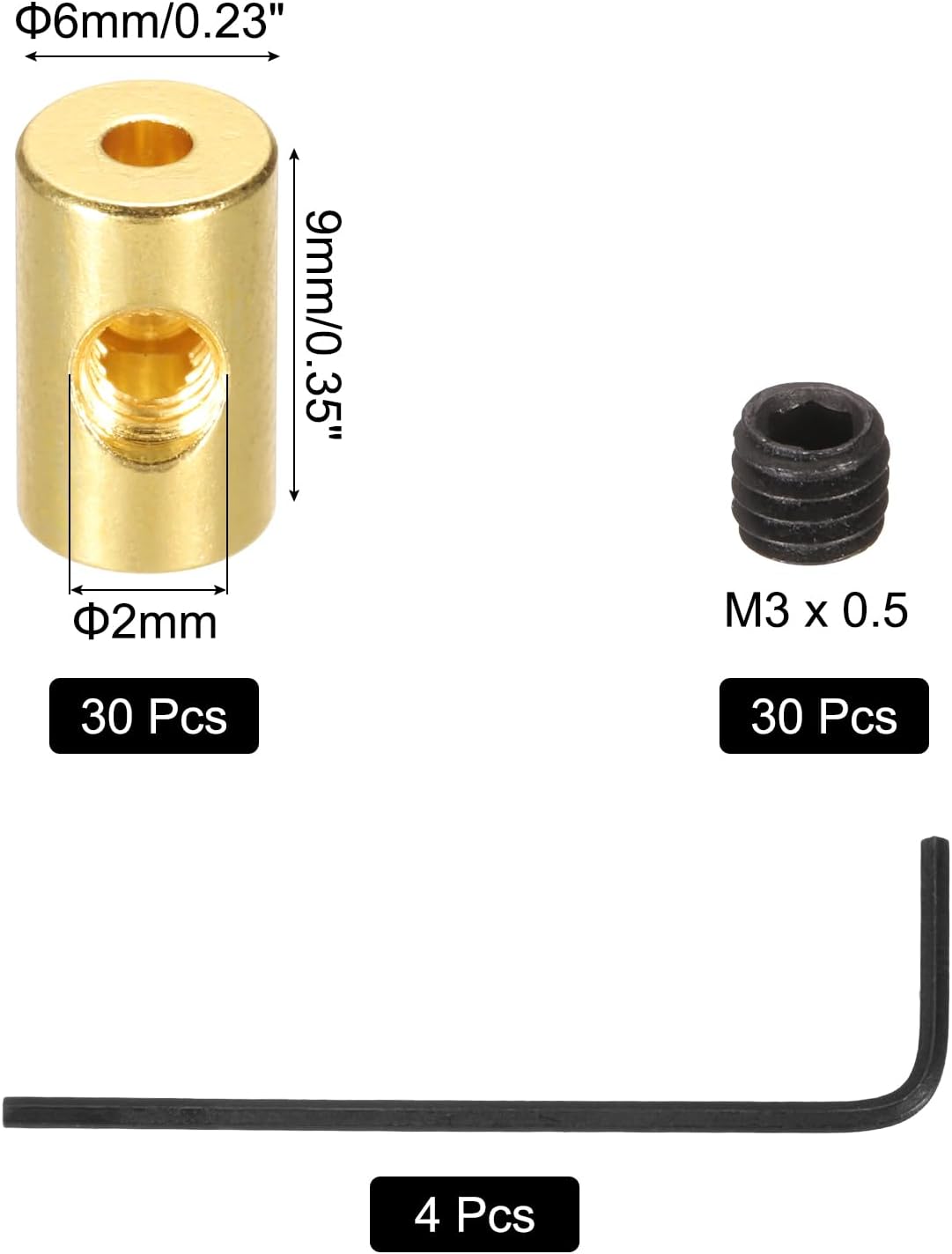 MECCANIXITY 30 Pcs Metal Locking Pin Backs, Locking Pin Keepers Locking Clasp 9mm(H) with 4 Wrench Replacement in Storage Case for Badge, Brooch, Gold Tone
