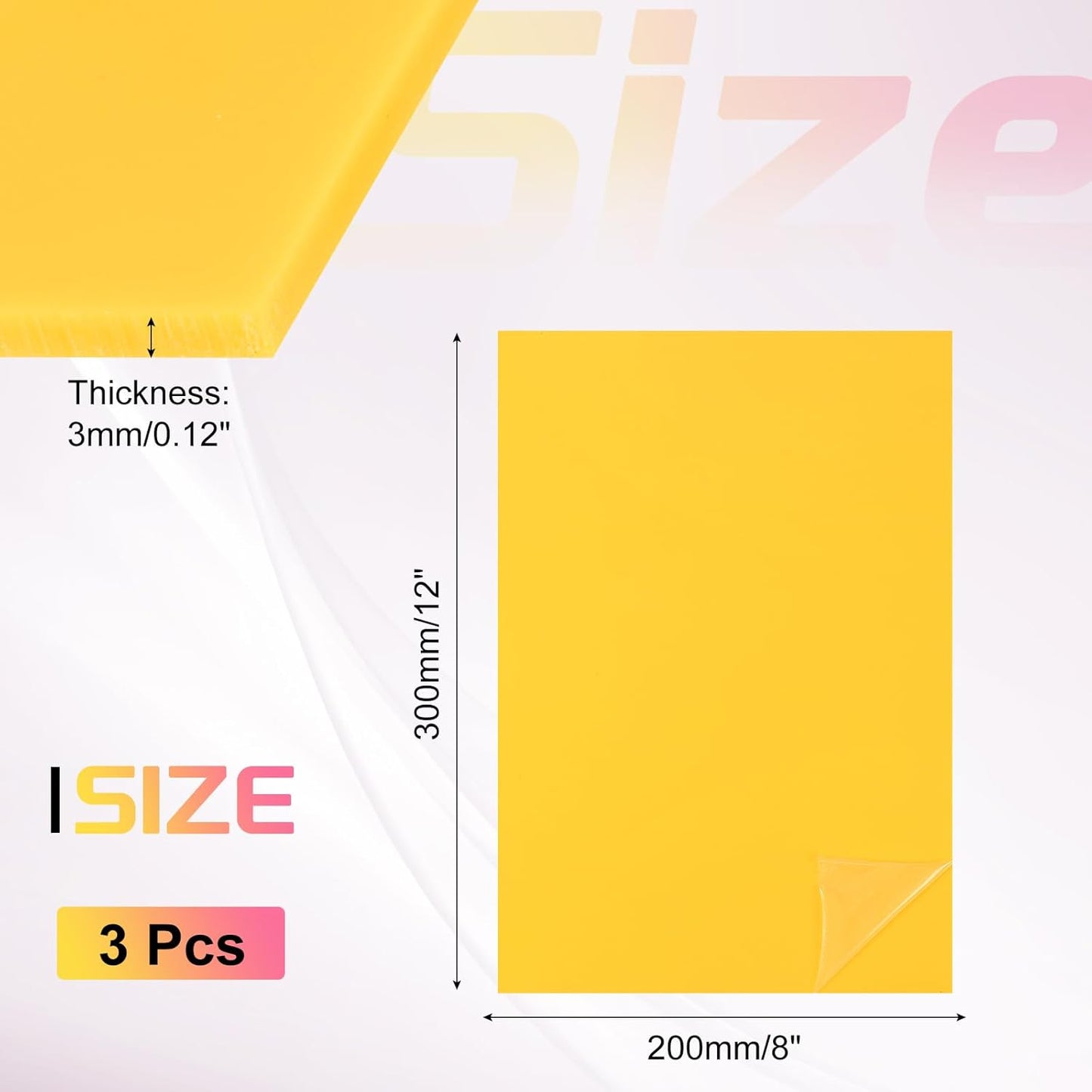 uxcell 3Pcs Acrylic Sheets 12x8 Inch Acrylic Panel 1/8 Inch-3mm Plastic Board for Picture Frames Sign Holders DIY Display Projects Craft, Yellow