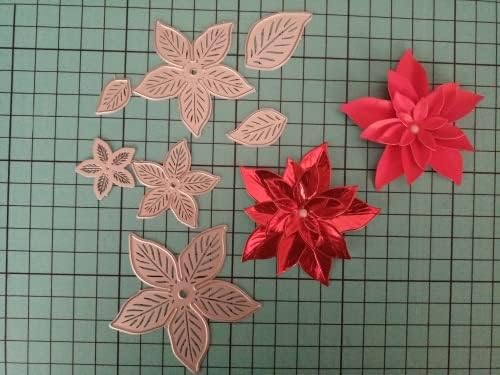 Lapoo Metal Cutting Die for Scrapbooking, 3D Backgrounds Frame New Cutting Dies DIY Album Card Making Decor Paper Craft Metal Die Cuts Party Wedding Decorations (Splendid Poinsettia 4.2 x 3.9 in)