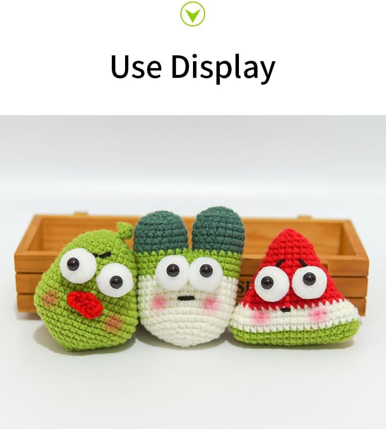 DetFinns Crochet Kit for Beginners, Squish Crochet Starter Kits with Step-by-Step Video Tutorials, DIY Craft Kits Amigurumi Knitting Supplies, Easy Knitting Kit Vegetable Friends (40%+ Yarn)