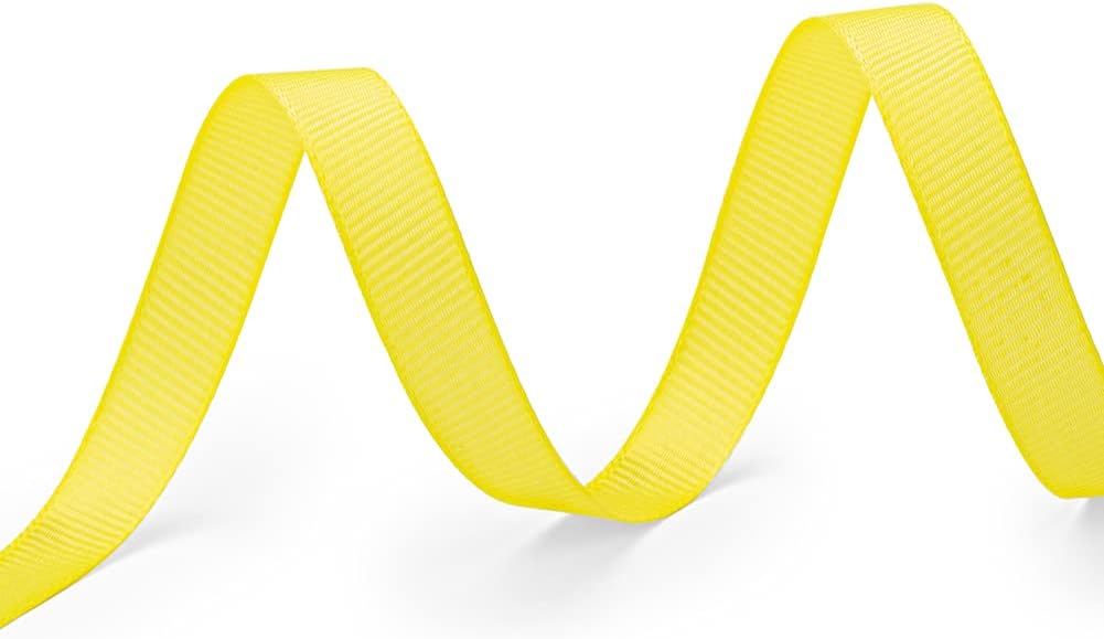 LIUYAXI 3/8" X 50 Yards Solid Yellow Grosgrain Ribbon, Perfect for Crafts, Wedding Decor, DIY Hair Accessories, Sewing, Gift Package Wrapping and More
