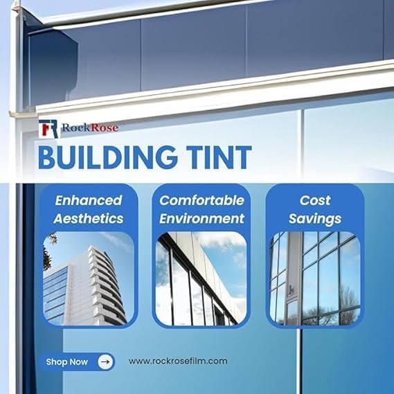 Rockrose Professional Window Tint for Home – One Way Privacy Window Film for Home Offices Heat Blocker Reflective Adhesive Mirror Tint with 99% UV Block – Bronze-Silver 36in x 100FT