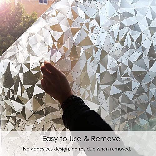 Niviy 3D No Glue Static Cling Window Films Privacy Cut Glass Window Sticker for Bathroom Office Kitchen Window Decor 41.2"x 314.9"