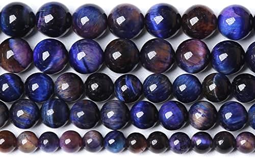 120PCS 6mm AAA Natural Tiger Eye Stone Beads Gemstone Round Spacer Loose Beads for Jewelry Making DIY Bracelet,Necklace, Earrings 2 Strand 32"