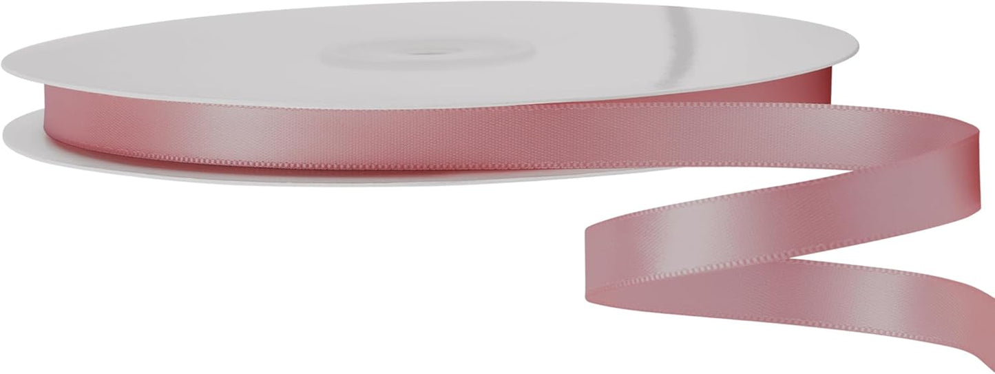 LIUYAXI Rose Gold Satin Ribbon, Double Faced 1/2" X Continuous 25 Yards Ribbons Perfect for Gift Wrapping Bows Bouquet Wedding Craft and More