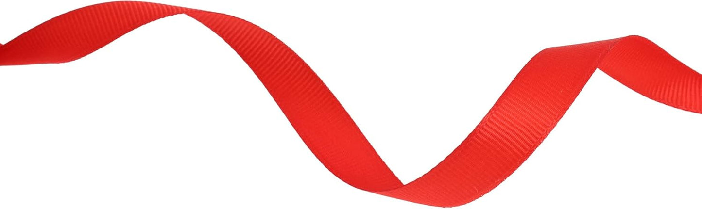 Solid Grosgrain Ribbon 25 Yard Each Roll 100% Polyester Woven Edge (3/8", Red)