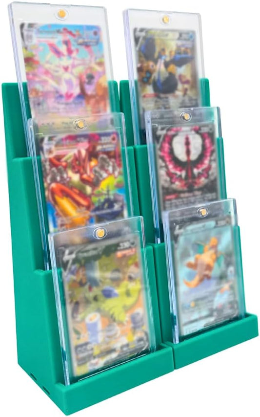 Magnetic Card Holder Stadium Displays - Green (2 Pack), Compatible with Ultra Pro Protectors - Trading Card Holder - Card Stand - Sports Card Display (Galaxy Red)