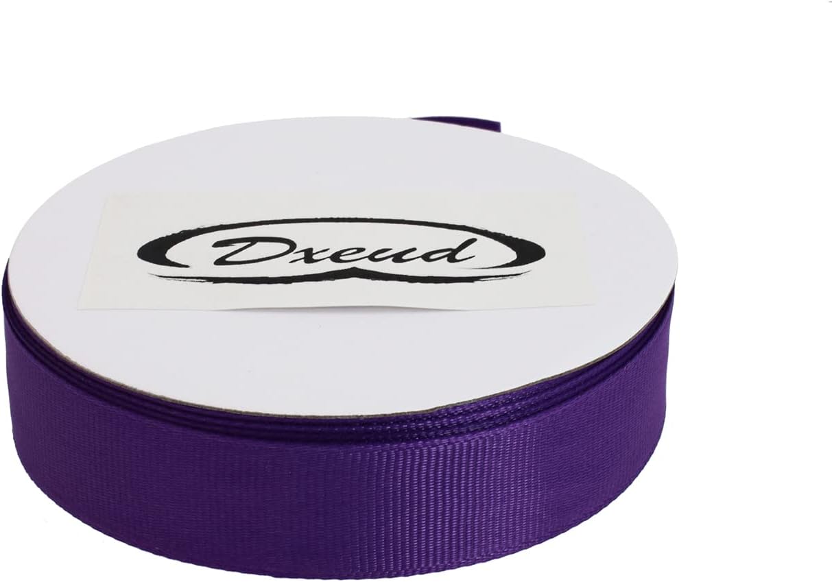 Solid Grosgrain Ribbon 25 Yard Each Roll 100% Polyester Woven Edge (3/4", Purple)