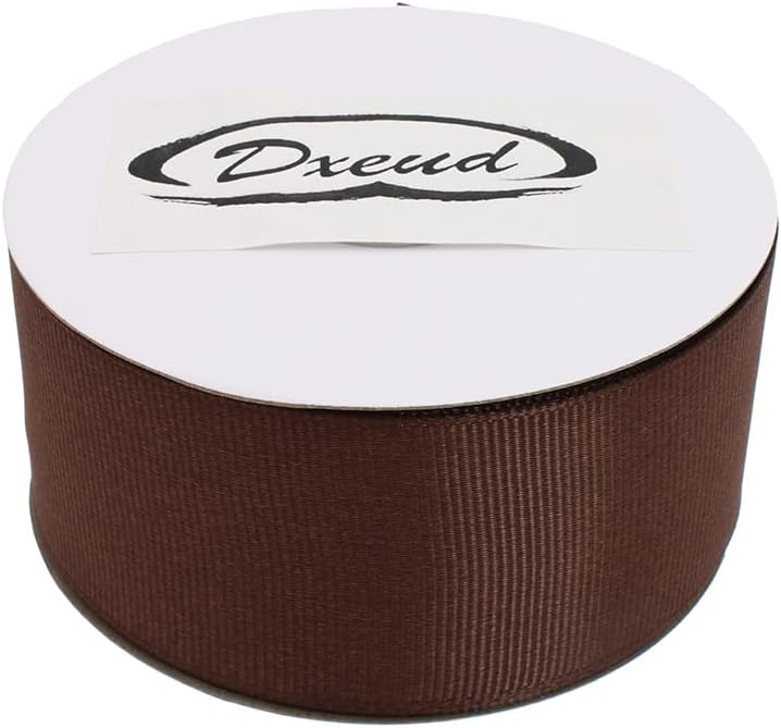 Solid Grosgrain Ribbon 25 Yard Each Roll 100% Polyester Woven Edge (1/1-2", Coffee)