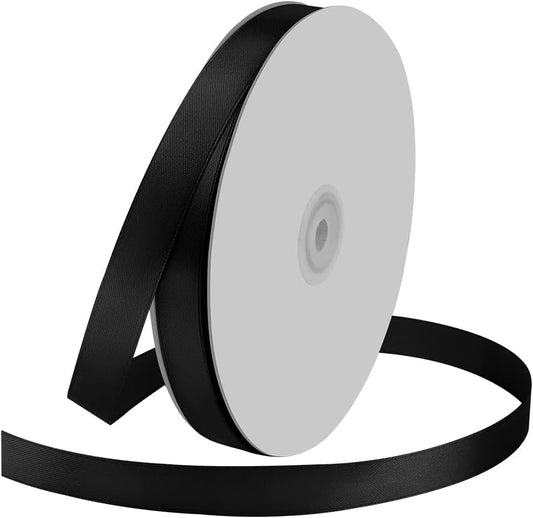 5/8 inches Wide x 100 Yards Single Face Polyester Satin Ribbon, Satin Ribbons for Crafts, Bow Making, Wedding Decor, Sewing, Gift Package Wrapping and More (Black)