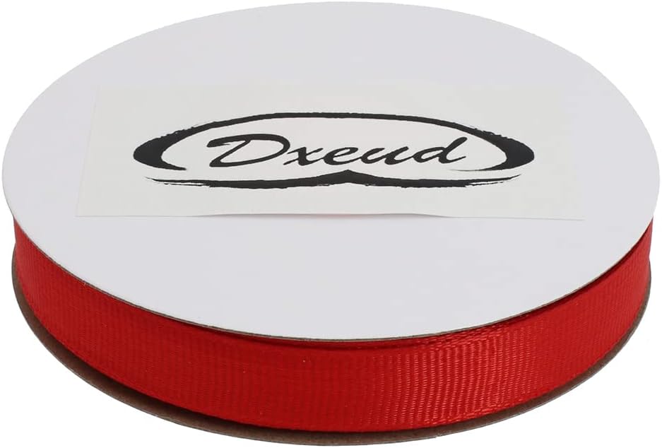 Solid Grosgrain Ribbon 25 Yard Each Roll 100% Polyester Woven Edge (5/8", Red)
