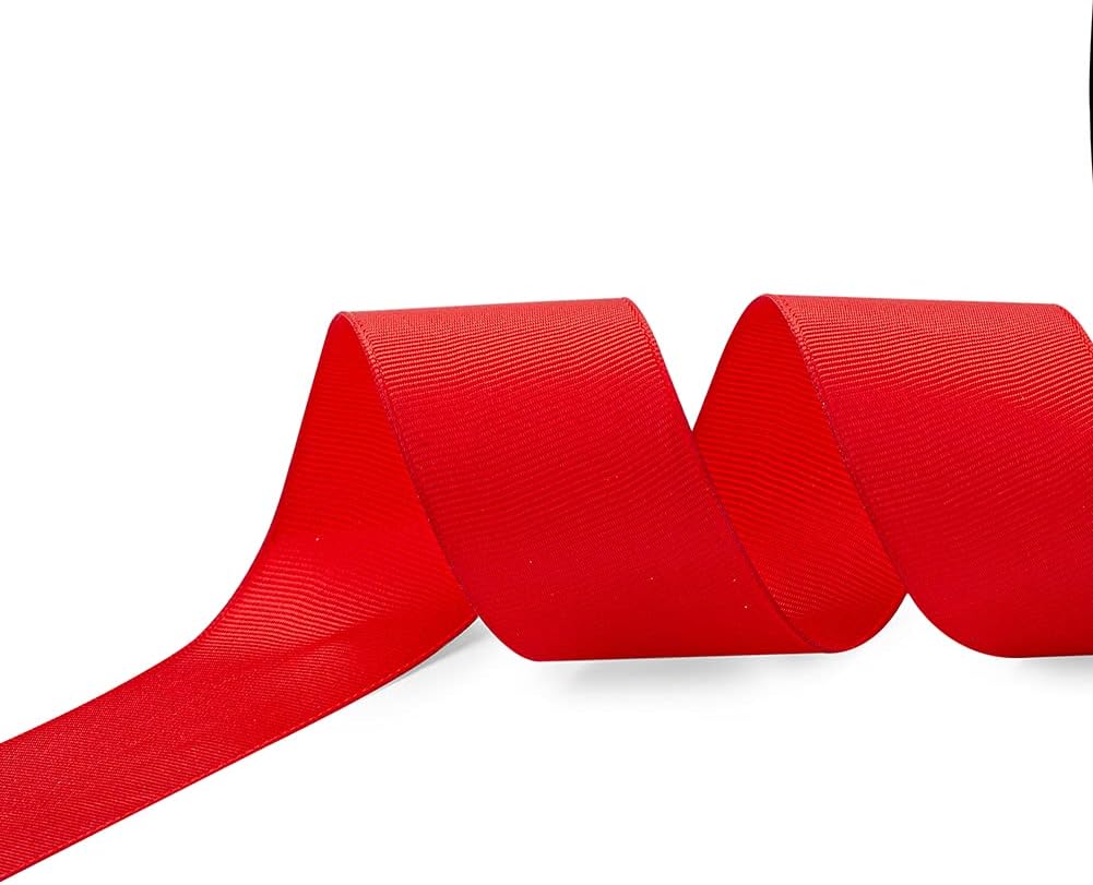 LIUYAXI 1-1/2" X 50 Yards Solid Red Grosgrain Ribbon, Perfect for Crafts, Wedding Decor, DIY Hair Accessories, Sewing, Gift Package Wrapping and More